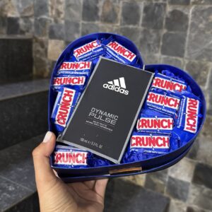 Caja de corazón con chocolates y perfume Adidas